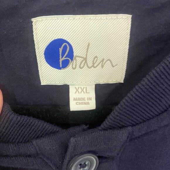 Boden Cotton Cardigan Sweater Mens Navy Blue XXL Button Up Preppy Grandpacore - Picture 2 of 9